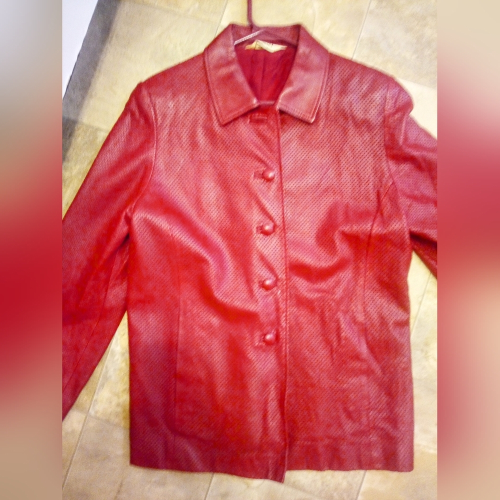 Red Leather Women's Jacket Size 8